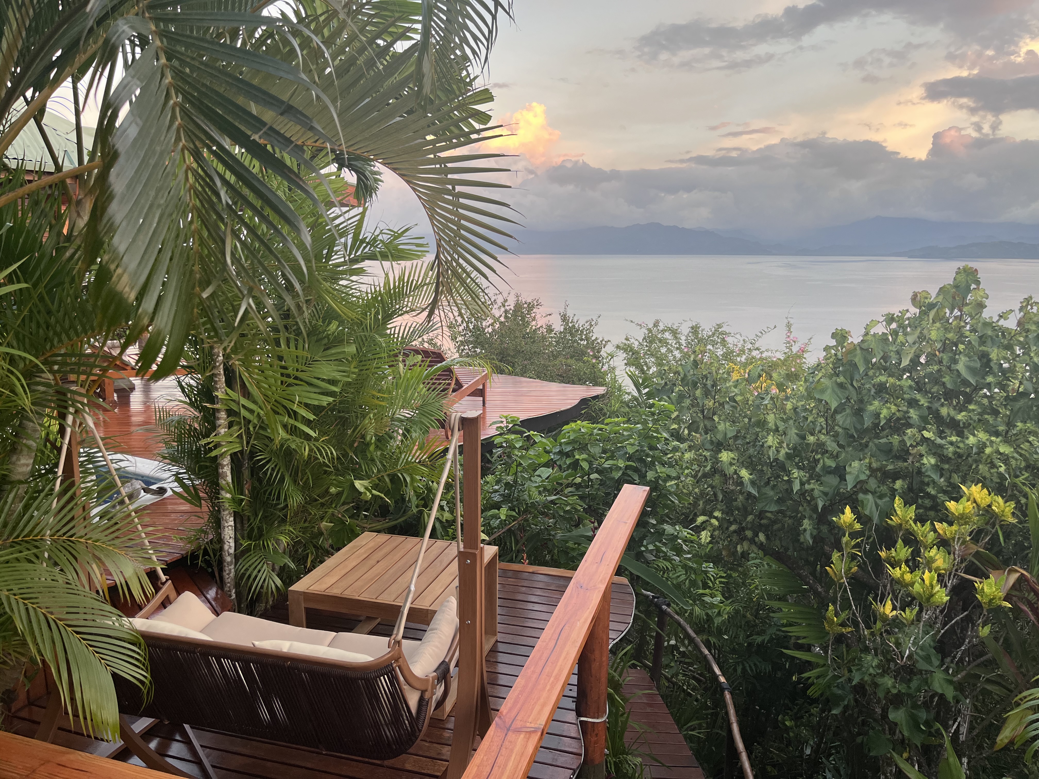 Ocean view swing at Naveria Heights Lodge